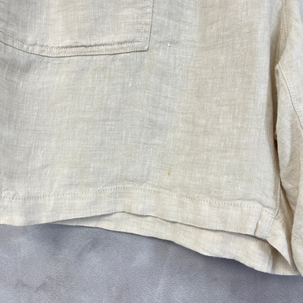 Lands End Linen High Rise Shorts Women Size Large Beige Neutral Minimal Coastal - Picture 5 of 13
